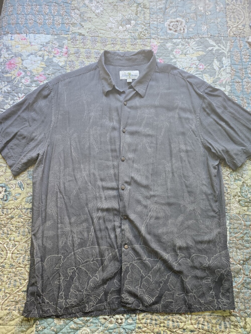 Island Shores Tropical Palms Rayon Shirt Men's Size XL